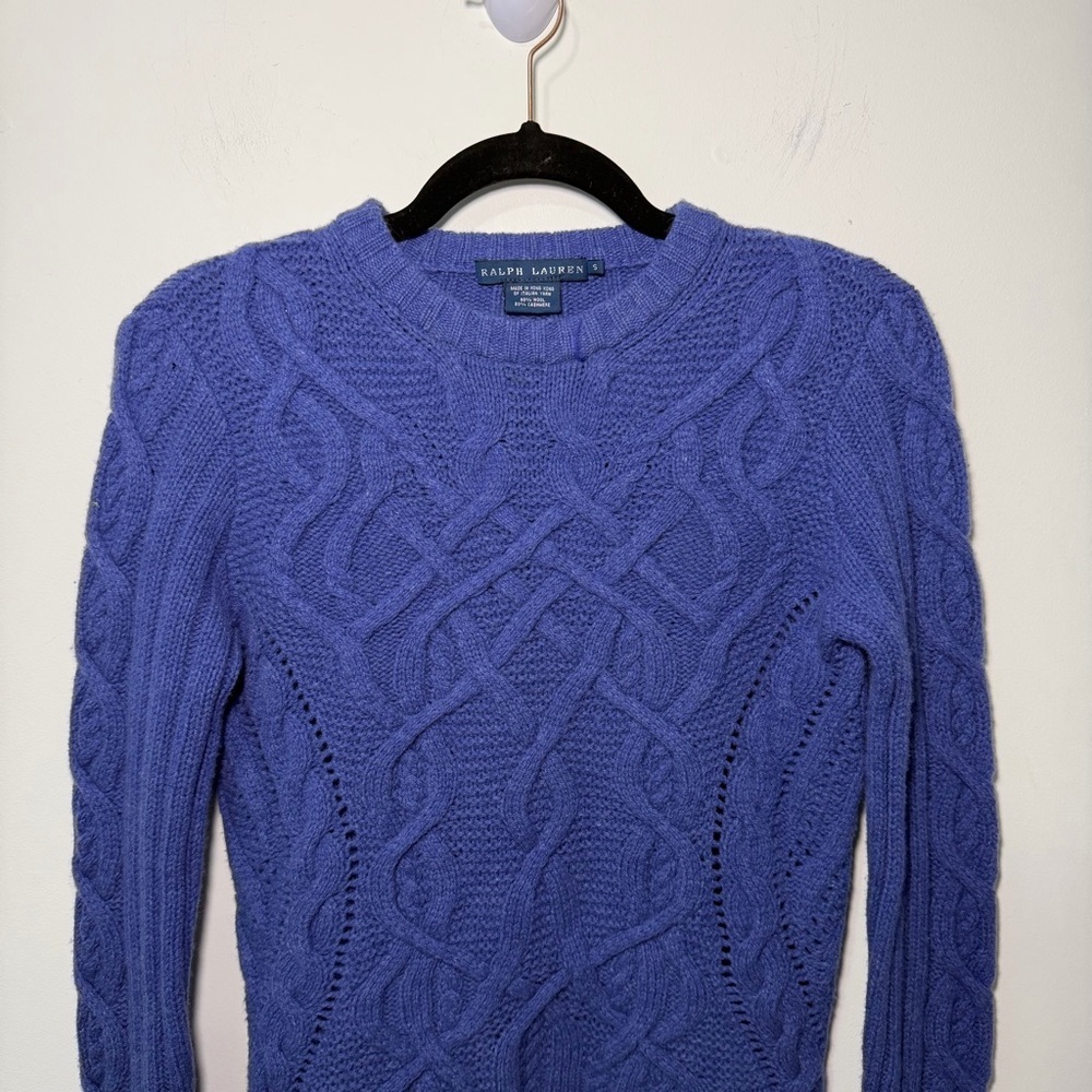 Polo Ralph Lauren women’s Vintage Cable Knit Cashmere Wool Sweater preppy Size S - Picture 3 of 12